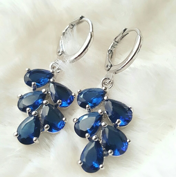 S925 Jewelry - Blue zirconia earrings